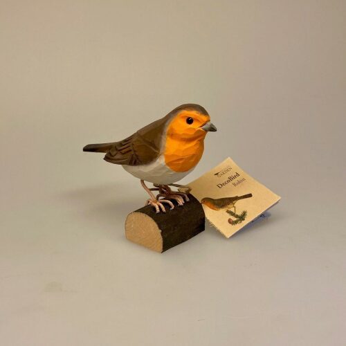 Naturens fugle af træ - Rødhals Rødkælk, Naturens fugle - Wildlife garden - håndskåret af træ - Rødhals Rødkælk